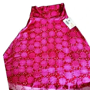Lularoe‎ XS red geometric floral Azure A-line skirt.